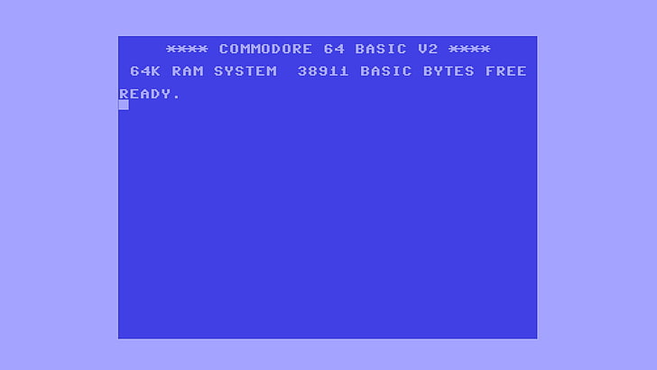 computer blue screen screenshot, vintage, Commodore 64, communication