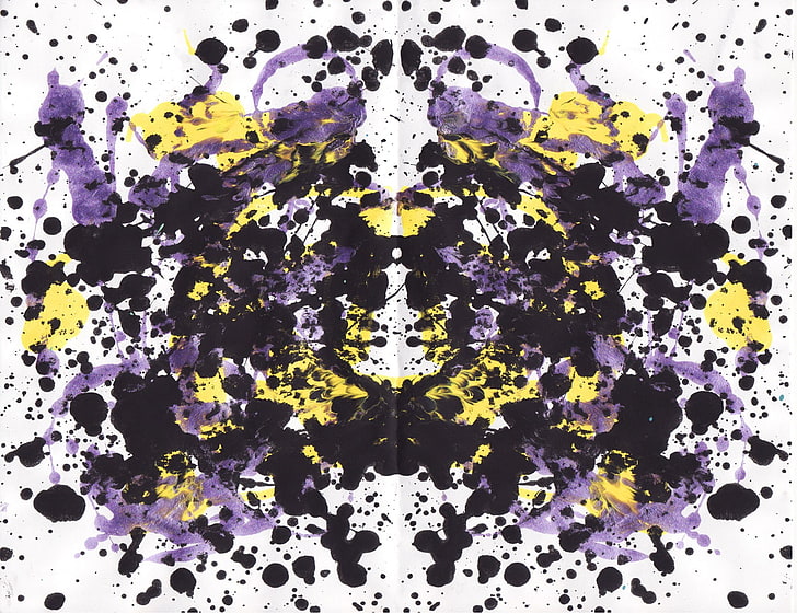 ink, paint splatter, symmetry, Rorschach test, purple, pattern, HD wallpaper