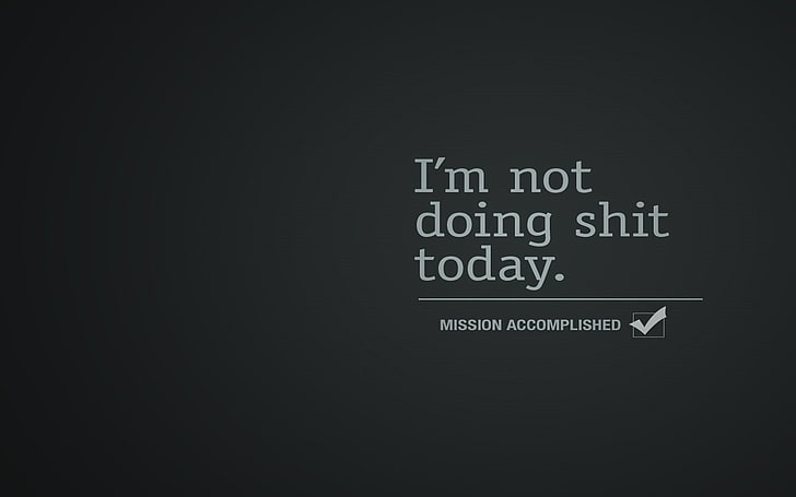 im not doing shit today. text, Artistic, Funny, western script, HD wallpaper