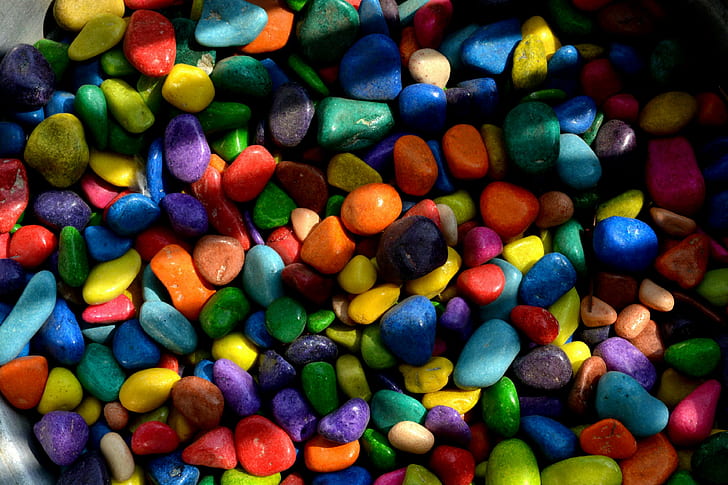 colorful, colourful, pebbles, rocks, stones, HD wallpaper