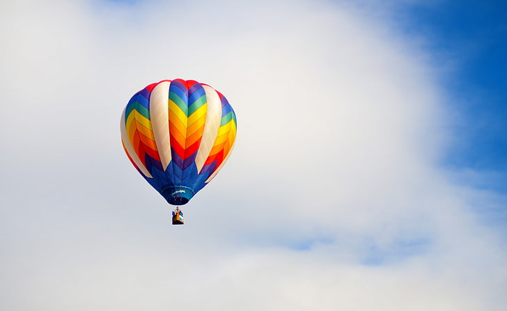 Albuquerque International Balloon Fiesta, multicolored chevron hot air balloon, HD wallpaper