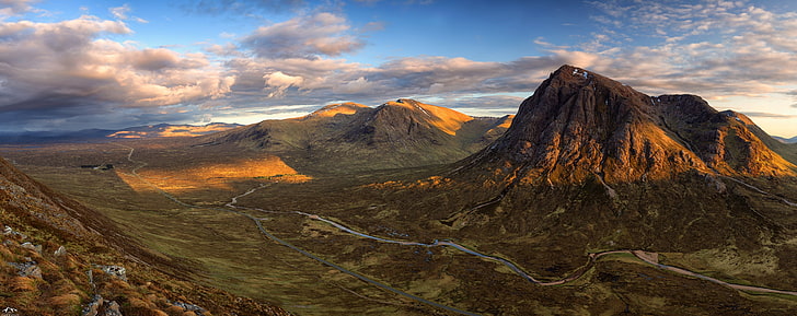 Panoramic View, brown mountain digital wallpaper, Nature, Mountains, HD wallpaper