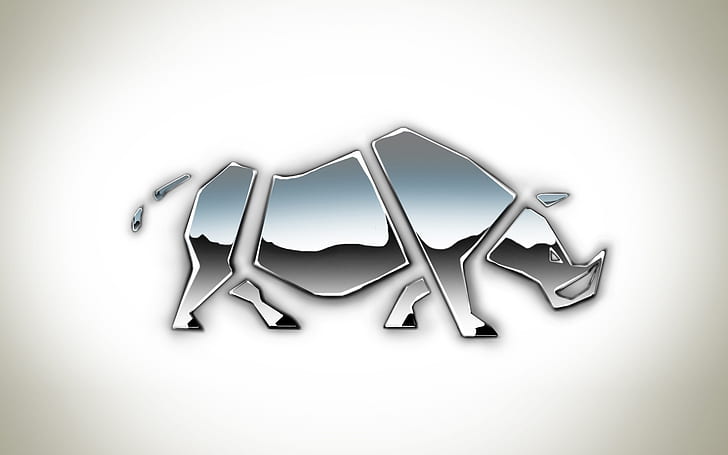 Rhino Shape, luster, reflection, aluminum, design, HD wallpaper