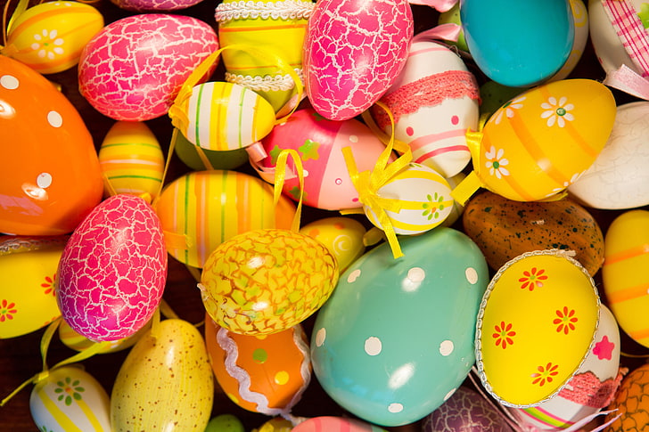 assorted-color Easter egg lot, easter eggs, painted eggs, holiday, HD wallpaper