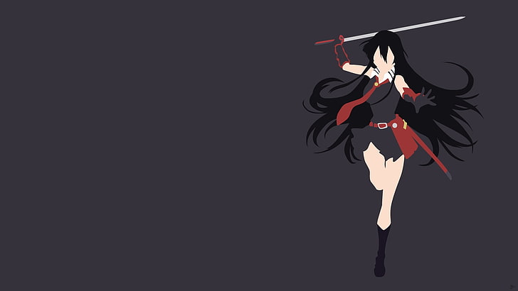black haired female anime character holding sword, Akame ga Kill!