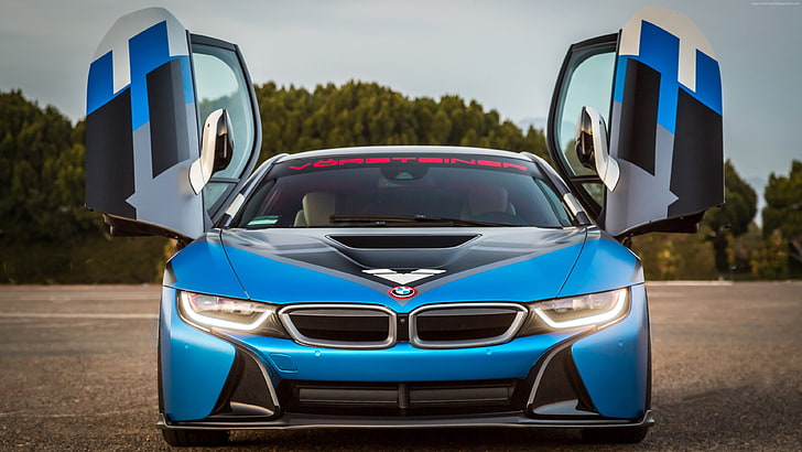 Vorsteiner VR-E BMW i8, blue, supercar, sport cars, HD wallpaper