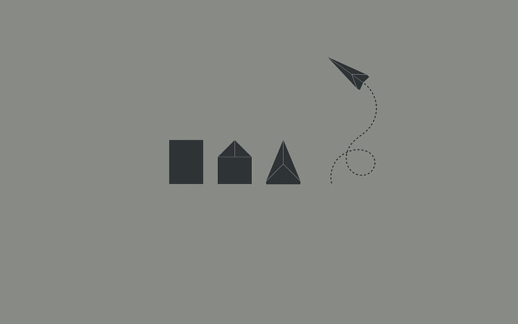 shapes illustration, minimalism, paper planes, copy space, studio shot, HD wallpaper