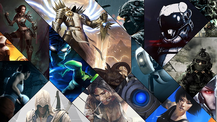 game poster collage, video games, Diablo III, Tyrael, battle
