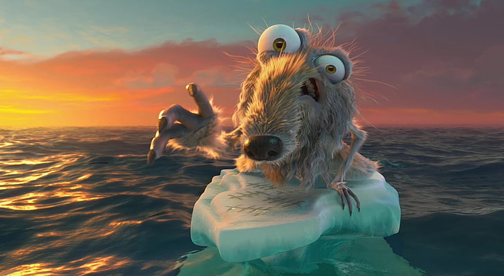 Ice Age Continental Drift, Ice Age character, Cartoons, sea, sky, HD wallpaper