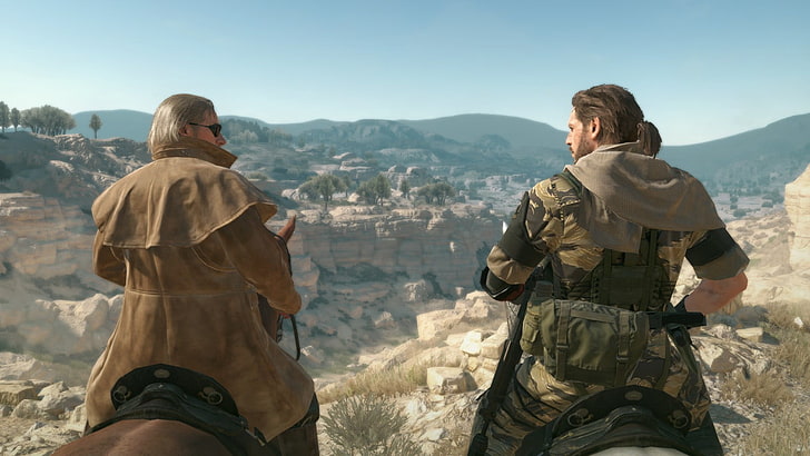 men's brown and black camouflage jacket, Metal Gear, screen shot