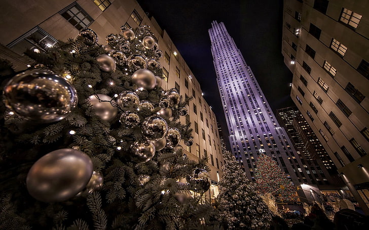 Cities, New York, Christmas, Christmas Ornaments, Christmas Tree, HD wallpaper