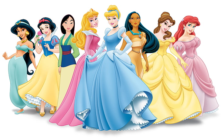 Disney Princess, indoors, full length, yellow, young adult, studio shot, HD wallpaper