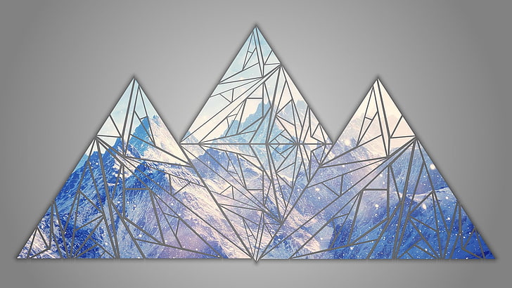 mountains, shapes, RGB, blue, poly, Facets, built structure, HD wallpaper