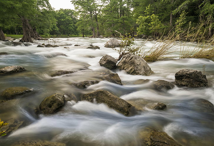 photo of river surrounded with rocks and trees, guadalupe river, guadalupe river, HD wallpaper