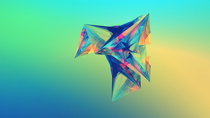 Justin Maller, Facets, abstract, gradient, colored background, HD wallpaper