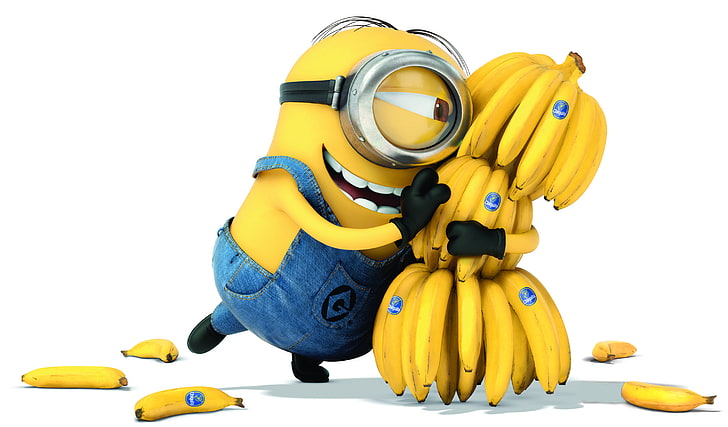 Minion Stuart, smile, bananas, Despicable Me 2, Descpicable Me 2, HD wallpaper