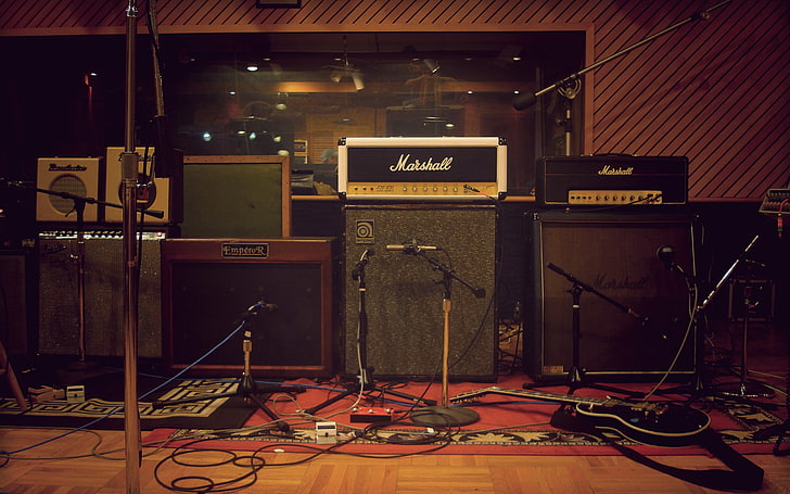 amps instruments Studio Without A Band Entertainment Music HD Art, HD wallpaper