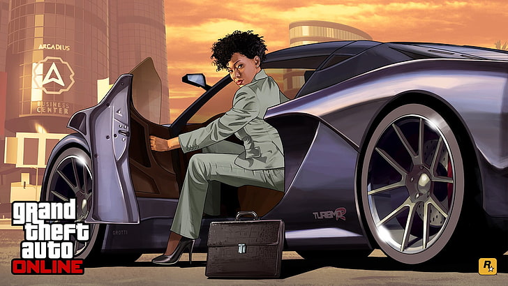 GTA 5 character in car illustration, Grand Theft Auto V, Grand Theft Auto V Online