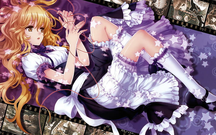 Anime, Anime Girls, Lying Down, Touhou, Kirisame Marisa, woman anime illustration, HD wallpaper