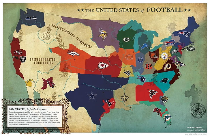 The United State of Football poster, USA, map, no people, art and craft