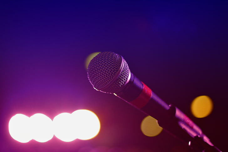 black and grey microphone, rack, glare, speech, stage - Performance Space, HD wallpaper