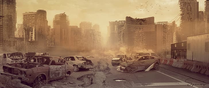 destroyed city background | OpenArt