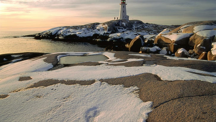 Nova Scotia, white concrete lighthouse, world, 1920x1080, canada, HD wallpaper