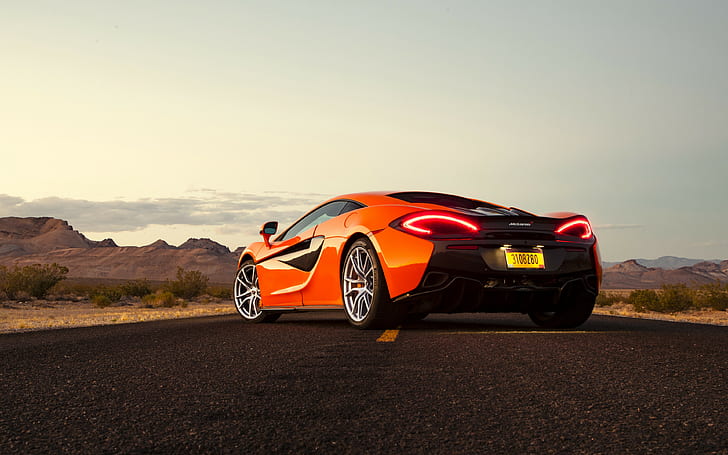 Mclaren, 570s backgrounds, rear view, orange, Background Ultra HD 4K