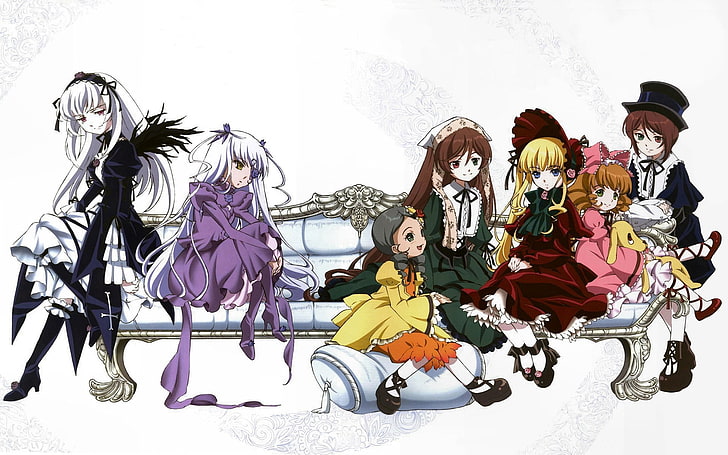 Rozen Maiden, anime girls, Suigintou, Souseiseki, Suiseiseki, HD wallpaper