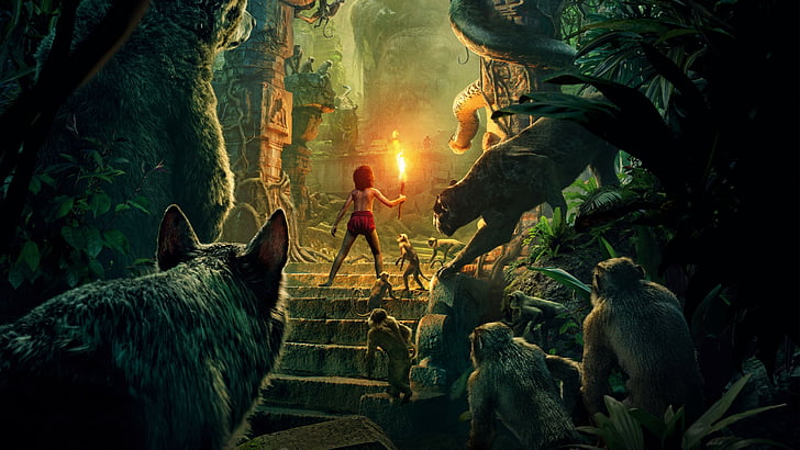 The Jungle Book illustration, Best Movies, Mowgli, Bagheera, HD wallpaper
