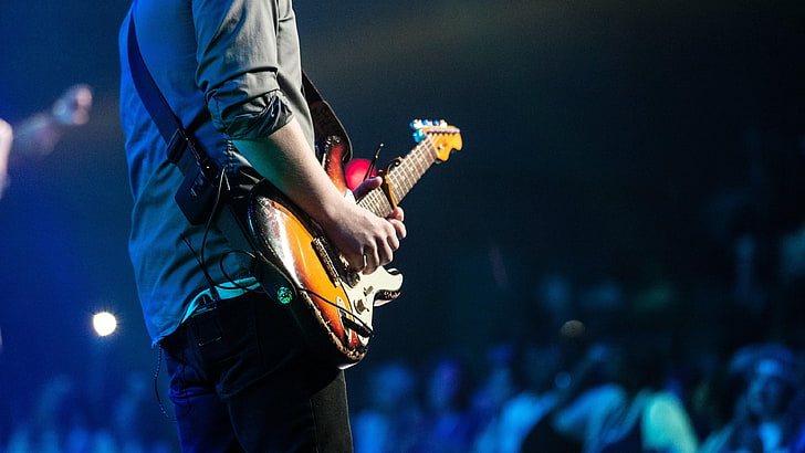 music, crowd, guitar, rock, lifestyle, performance, event, occupation, HD wallpaper