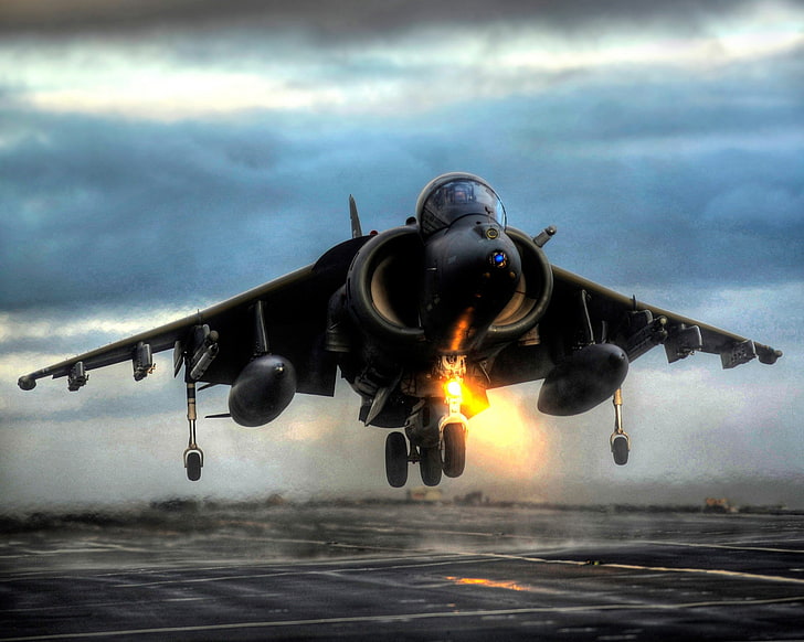 Harrier, military aircraft, AV-8B Harrier II, air vehicle, cloud - sky