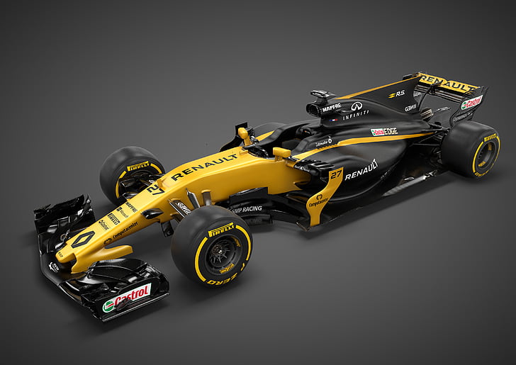 black and yellow Renault F1 race car, Renault R.S.17, Formula One, HD wallpaper