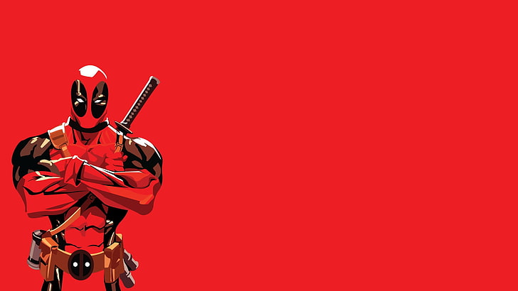Marvel Deadpool wallpaper, Marvel Comics, red background, colored background