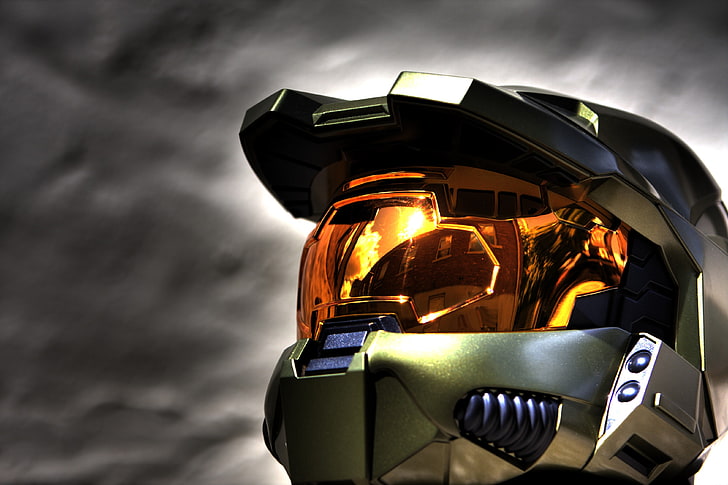 gold and black full-face helmet, Halo, Master Chief, Halo 3, Xbox One, HD wallpaper