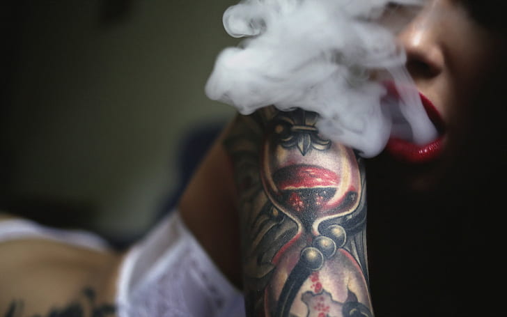 HD wallpaper: girl, smoke, tattoo | Wallpaper Flare