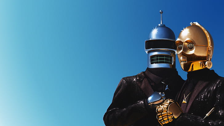 HD wallpaper: Daft Punk, Bender, Android c3po, music, sky, silver, gold,  blue | Wallpaper Flare