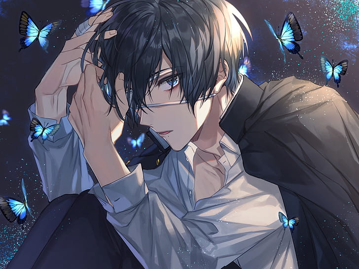 HD wallpaper: Anime, Original, Black Eyes, Black Hair, Boy, Butterfly |  Wallpaper Flare