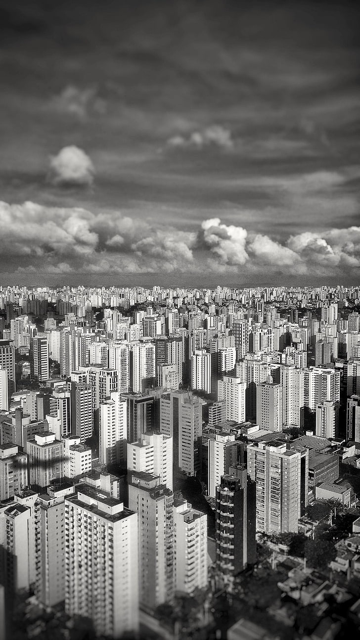 gray and black abstract painting, São Paulo, Brazil, city, cloud - sky, HD wallpaper