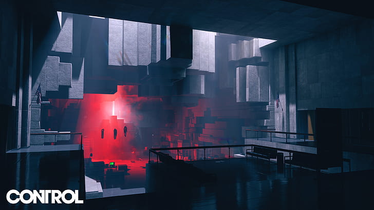 Control, Remedy Games, red, floating, Brutalism