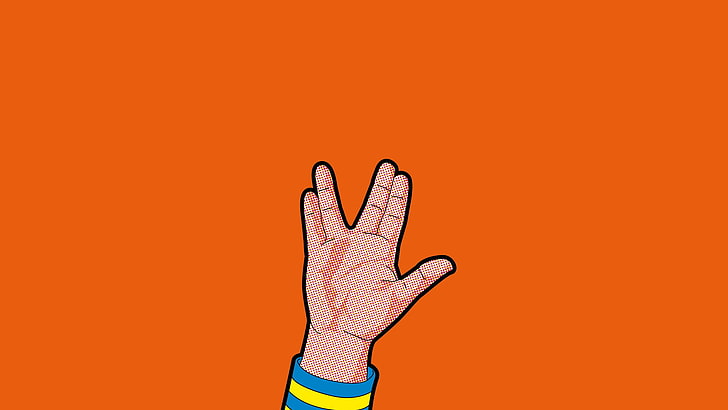 hand sign illustration, science fiction, Spock, Star Trek, Live Long And Prosper