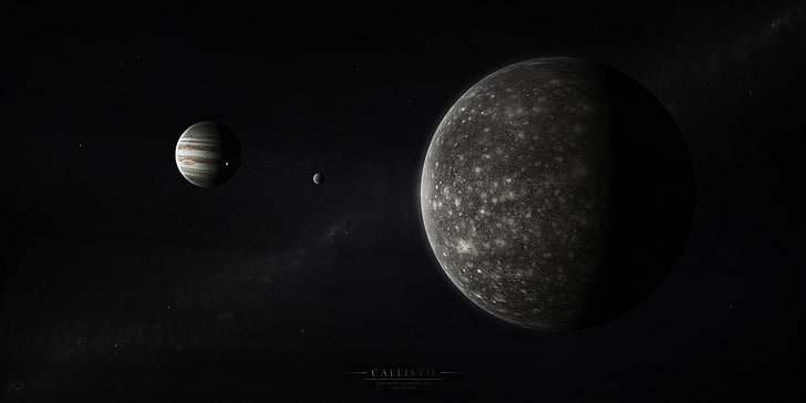 two planets wallpaper, Jupiter, solar system, the milky way, satellites