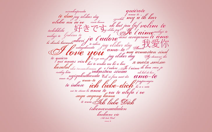 HD wallpaper: I Love You in different languages text forming heart, Love  heart | Wallpaper Flare