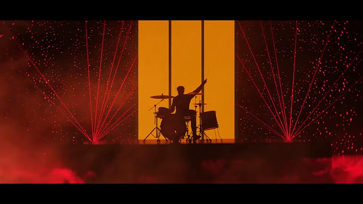 black and red snow blower, musical instrument, drums, Imagine Dragons