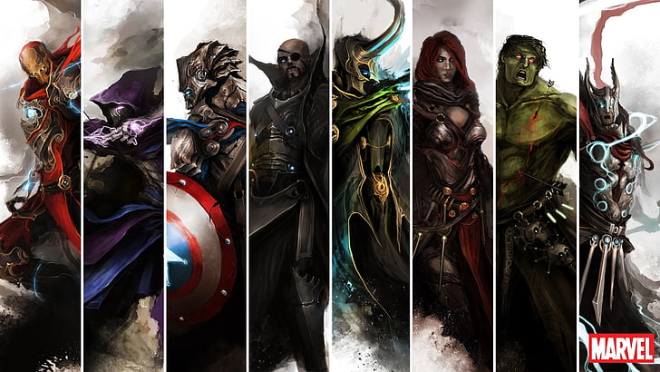 Marvel Characters collage wallpaper, Marvel poster, Marvel Comics, HD wallpaper