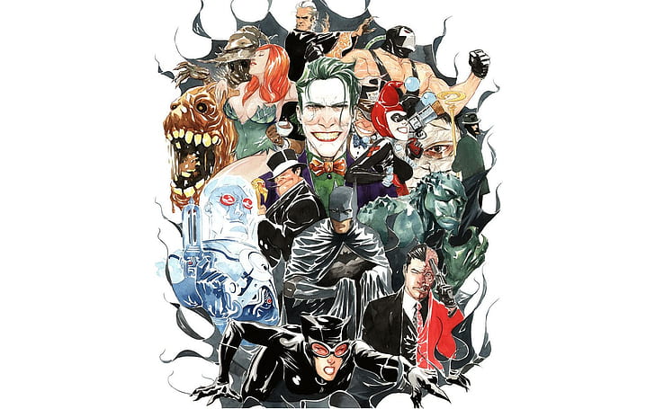 Batman Villains, batman characters illustration, dc-comics, superheroes, HD wallpaper