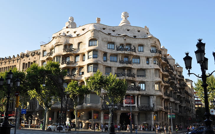 Casa Mila Barcelona, la pedrera, gaudi building, HD wallpaper