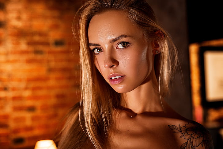 Sasha Skazka, women, model, blonde, portrait, looking at viewer, HD wallpaper