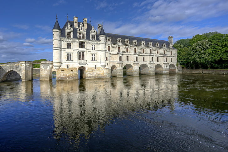 Chateau de Chenonceau, France, Loire river, HD wallpaper