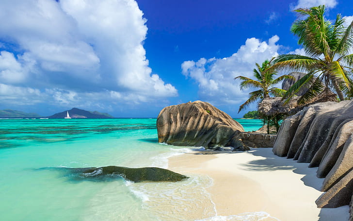 Seychelles Country In East Africa Blue Water Tropical Sand Beach Beautiful Wallpapers Hd 2560×1600, HD wallpaper